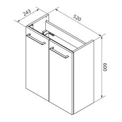 Fackelmann Gäste-WC Waschtischunterschrank SBC 520 x 600 x 243 mm AstEiche