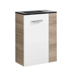 Fackelmann Gäste-WC Waschtischunterschrank links SBC 440 x 600 x 243 mm Steinesche/Weiß