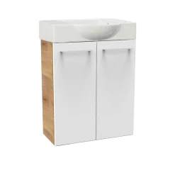 Fackelmann Gäste-WC Waschtischunterschrank SBC 520 x 600 x 243 mm AstEiche/Weiß