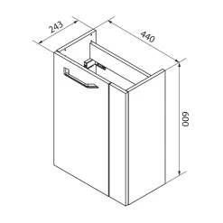 Fackelmann Gäste-WC Waschtischunterschrank links SBC 440 x 600 x 243 mm Alaska-Esche