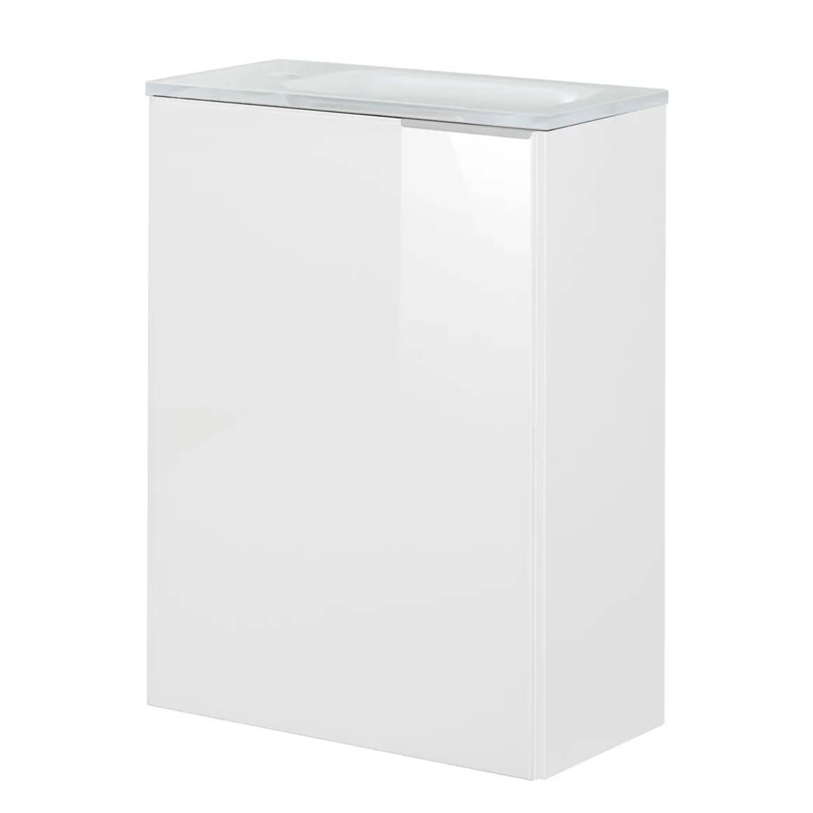 Fackelmann Gäste-WC Waschtischunterschrank links SBC 440 x 600 x 243 mm weiß/lackiertes Glas Weiß