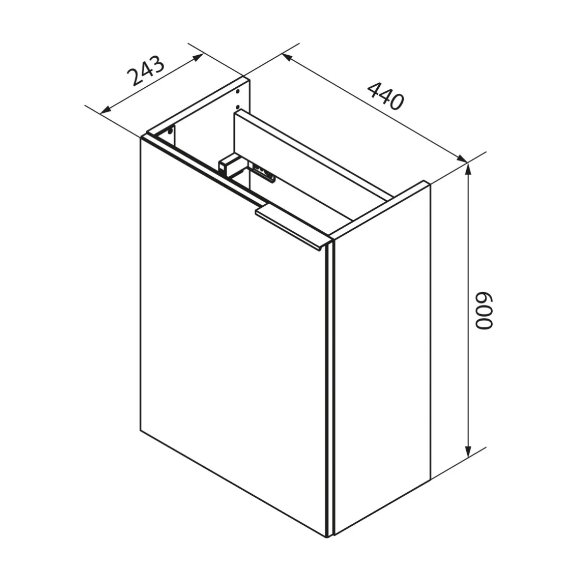 Fackelmann Gäste-WC Waschtischunterschrank links SBC 440 x 600 x 243 mm weiß/lackiertes Glas Weiß