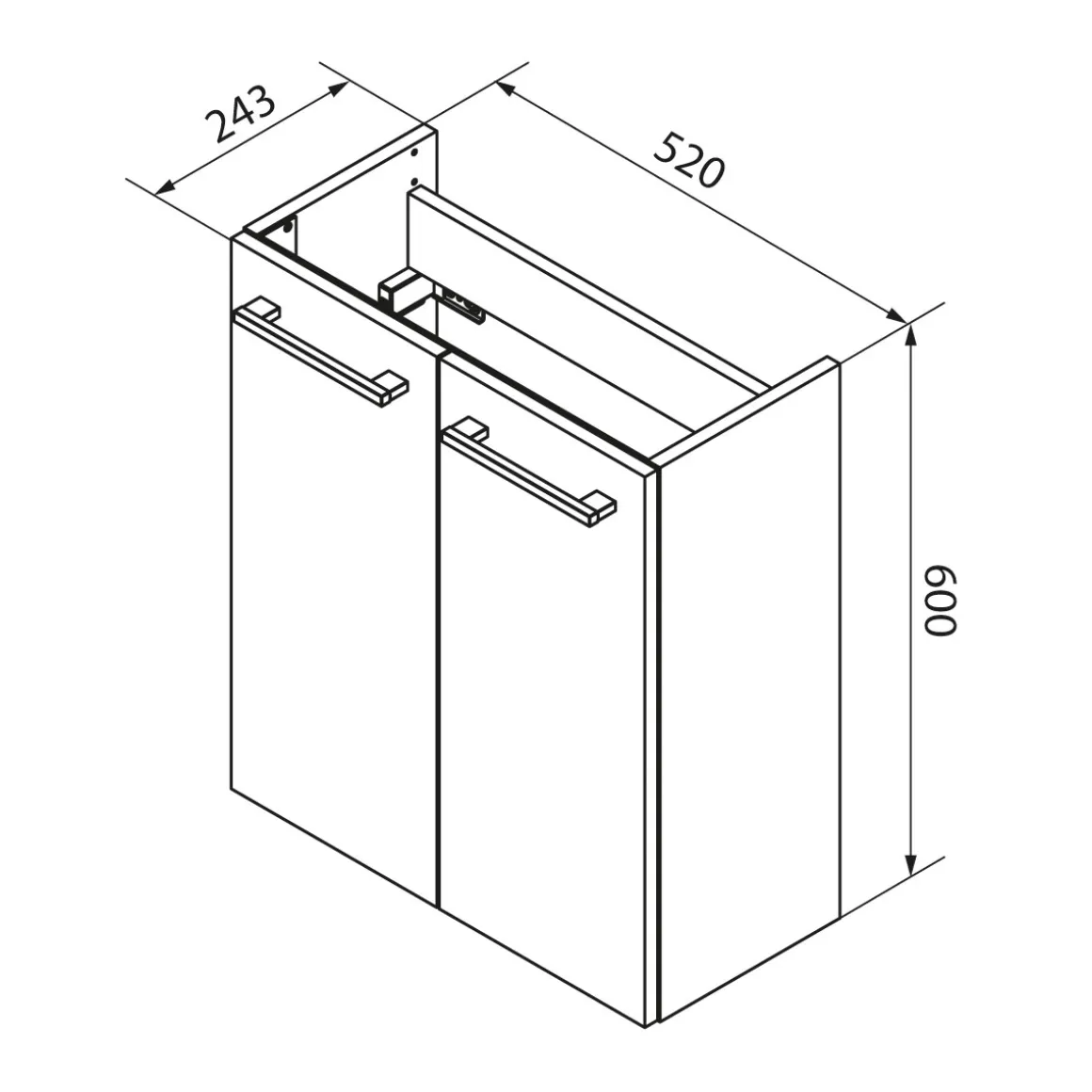 Fackelmann Gäste-WC Waschtischunterschrank SBC 520 x 600 x 243 mm Sandeiche
