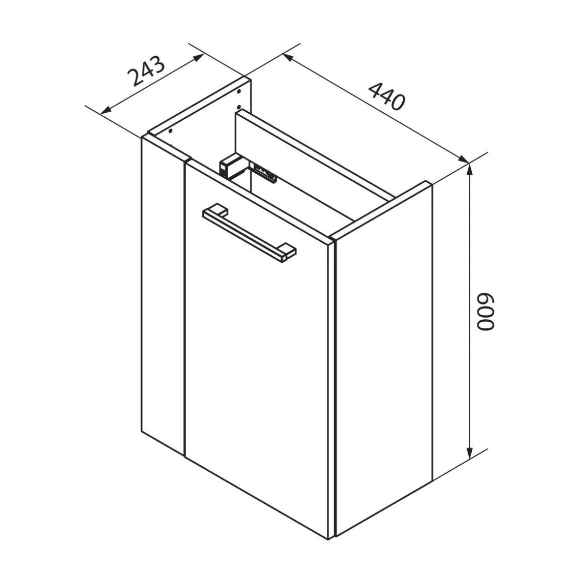 Fackelmann Gäste-WC Waschtischunterschrank rechts SBC 440 x 600 x 243 mm Sandeiche