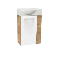 Fackelmann Gäste-WC Waschtischunterschrank links SBC 440 x 600 x 243 mm AstEiche/Weiß