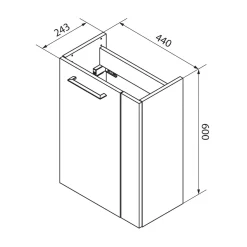 Fackelmann Gäste-WC Waschtischunterschrank links SBC 440 x 600 x 243 mm AstEiche/Weiß