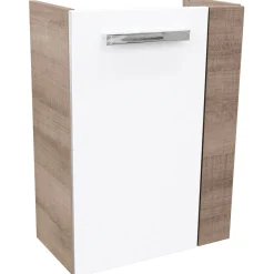 Fackelmann Gäste-WC Waschtischunterschrank links SBC 440 x 600 x 243 mm Graueiche/Weiß