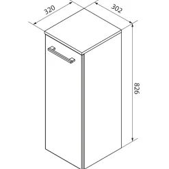Fackelmann Midischrank rechts B.Style 302 x 826 x 320 mm Nature Oak/Weiß