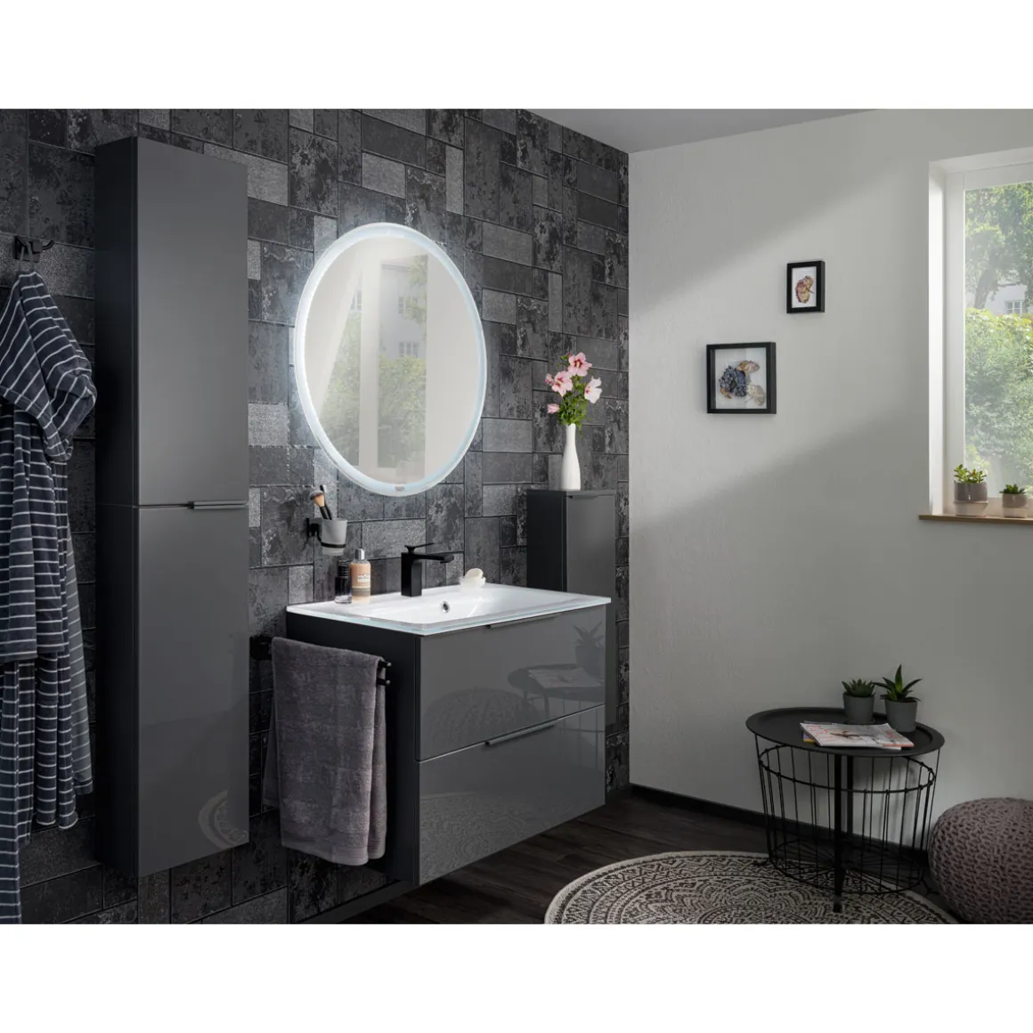 Fackelmann Waschtischunterschrank LUNA 800 x 602 x 488 mm anthrazit
