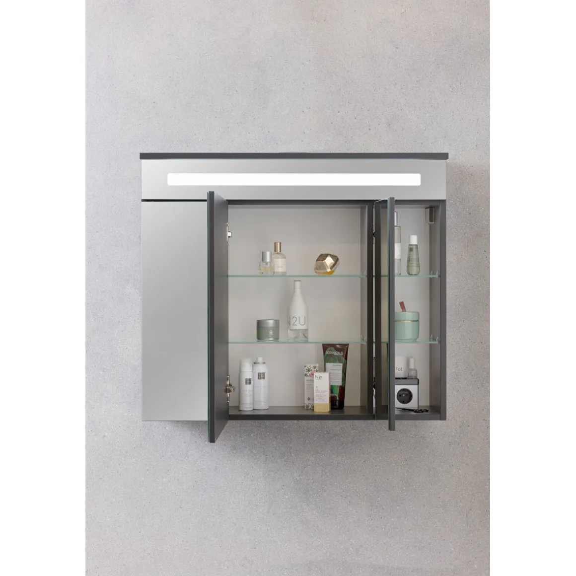 Fackelmann Spiegelschrank Kara anthrazit 80 x 70 x 22,5 cm