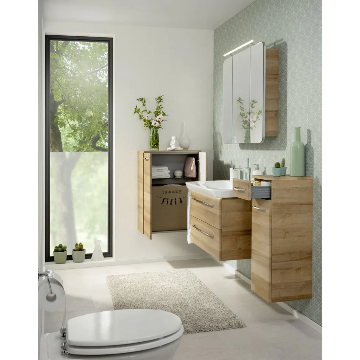 Fackelmann Waschtischunterschrank Milano 80 x 49,5 x 48 cm Ast-Eiche