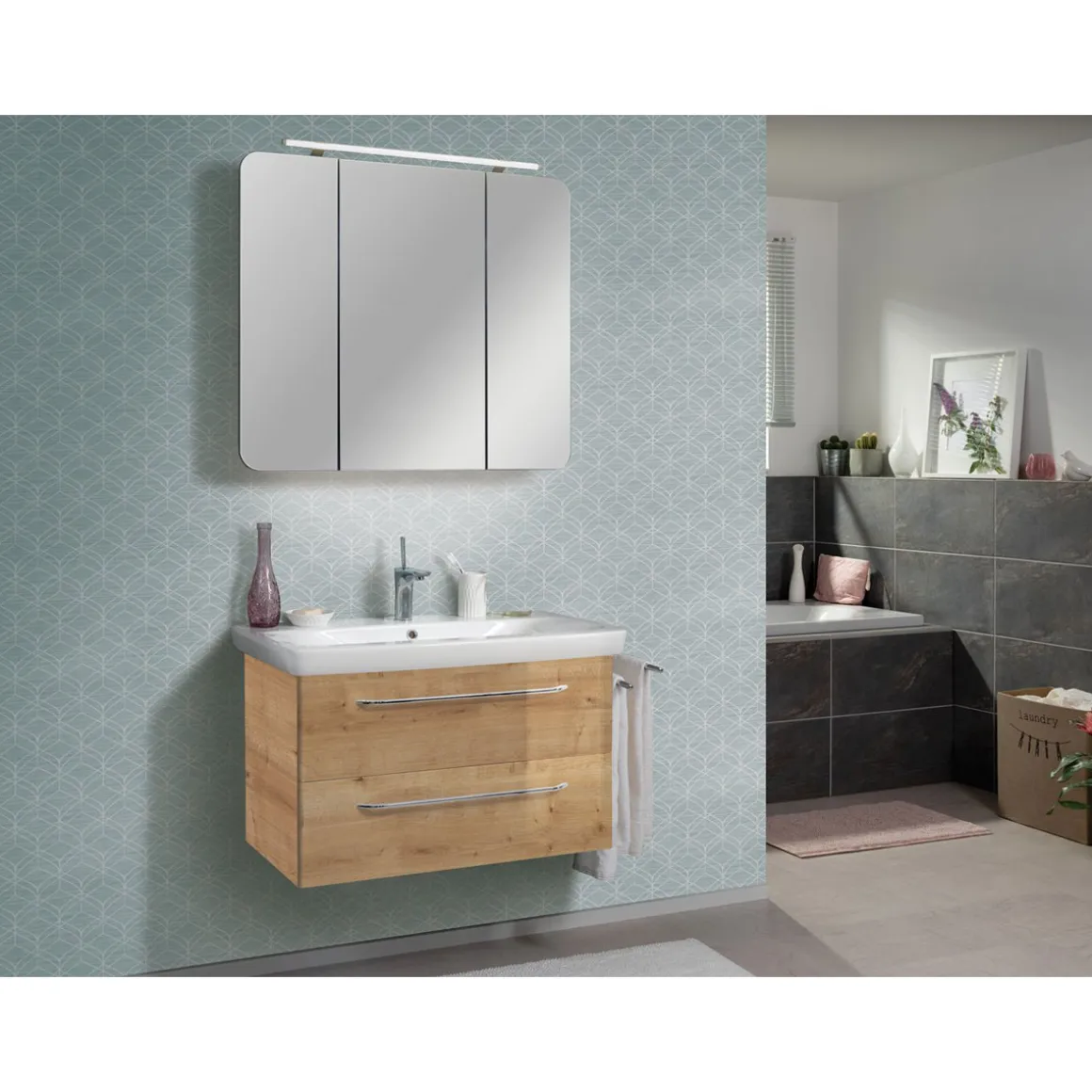 Fackelmann Waschtischunterschrank Milano 80 x 49,5 x 48 cm Ast-Eiche