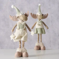 Figur Bruny sortiert Elch 17 x 12 x 45 cm cremeweiß braun hellgrün Textil