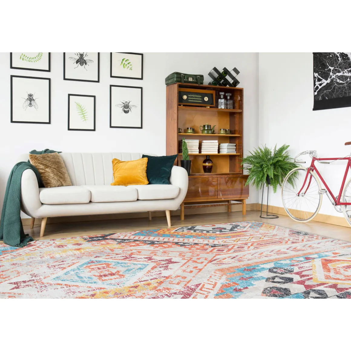 Flachflorteppich „Indiana 200“, multi/orange