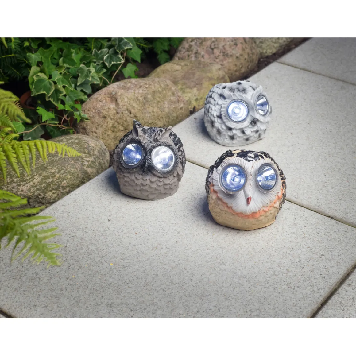 Flector Garten LED-Solartier Eule braun