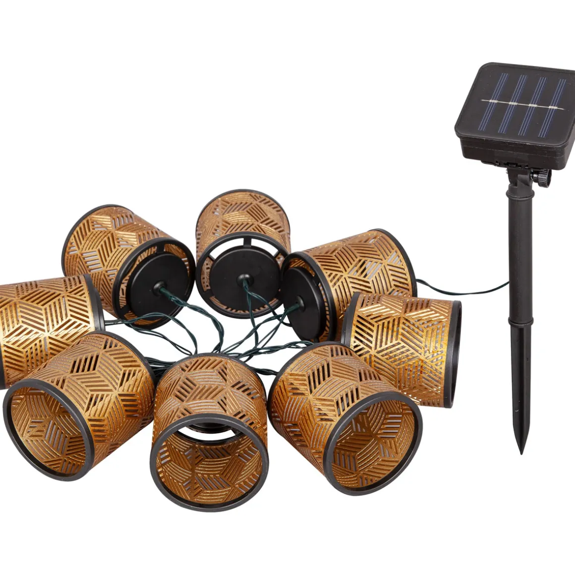 Flector Solar-Lichterkette Golden Cubic Shine inkl 8 Lampenschirme gold