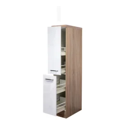 Flex-Well Demi-Apothekerschrank „Valero“, 30x162x60 cm, weiß/Sonoma Eiche