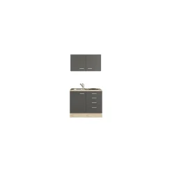 Flex-Well Miniküche „TIAGO 501-000“, 100x60 cm, basaltgrau