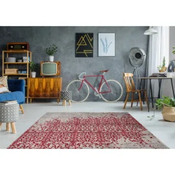 Fransenteppich Baroque 200 rot