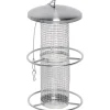 Futterspender mit Gitterröhre mit Anflugringen 14 x 14 x 26 cm Metall Silber