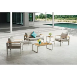 Garden Pleasure Lounge-Set FLORENCE, 4-tlg. Aluminiumrahmen, chamagner, Non-Wood