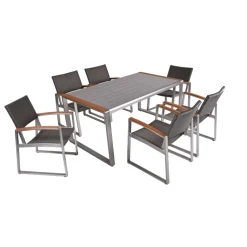 Garden Pleasure Tischgruppe AVA 7-tlg. Aluminium, Nonwood, Kunststoffgewebe