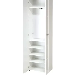 Garderobenschrank Adison Fronten in Hochglanz mit Rillenfräsung 59 x 197 x 37 cm weiß
