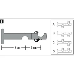 Gardinia Doppel-Kombiträger Chicago offen für Durchmesser 20 mm 8/6 cm titan