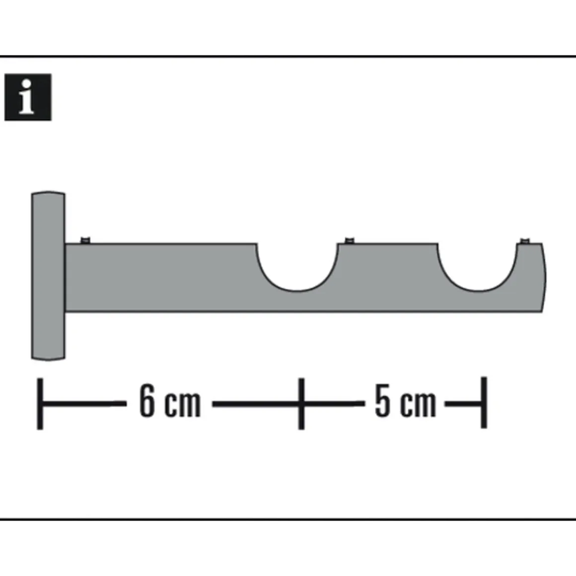 Gardinia Doppelträger offen für Durchmesser 12 mm 6/5 cm Edelstahl