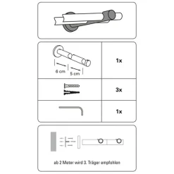 Gardinia Doppelträger offen für Durchmesser 12 mm 6/5 cm Edelstahl