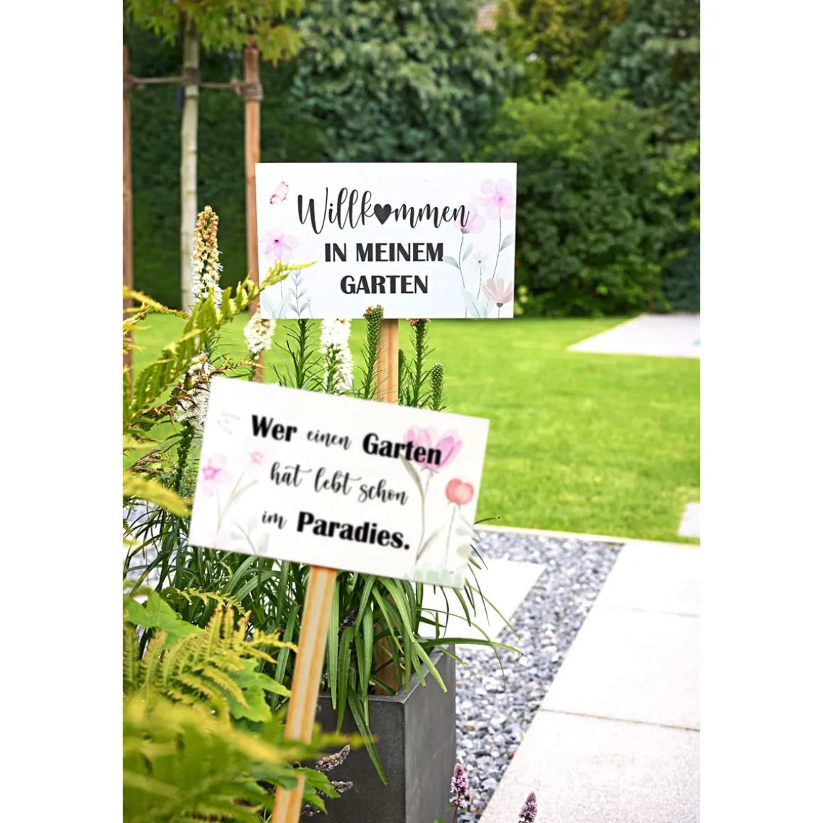 Gartenstecker Willkommen