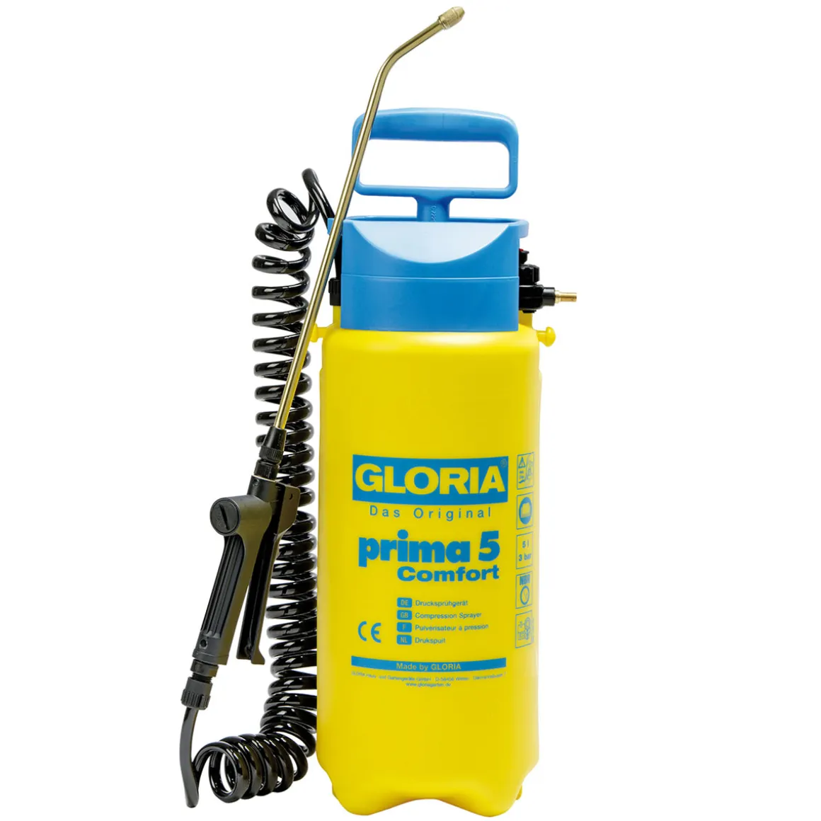 Gloria Drucksprühgerät Prima 5 Comfort 5 L inkl 2,5m Spiralschlauch