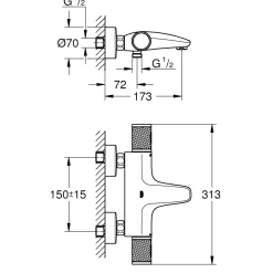 Grohe Wannenbatterie Precision Feel chrom 31,3 cm