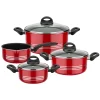 GSW Kochtopf-Set Milano Color 4-tlg. rot Glasdeckel
