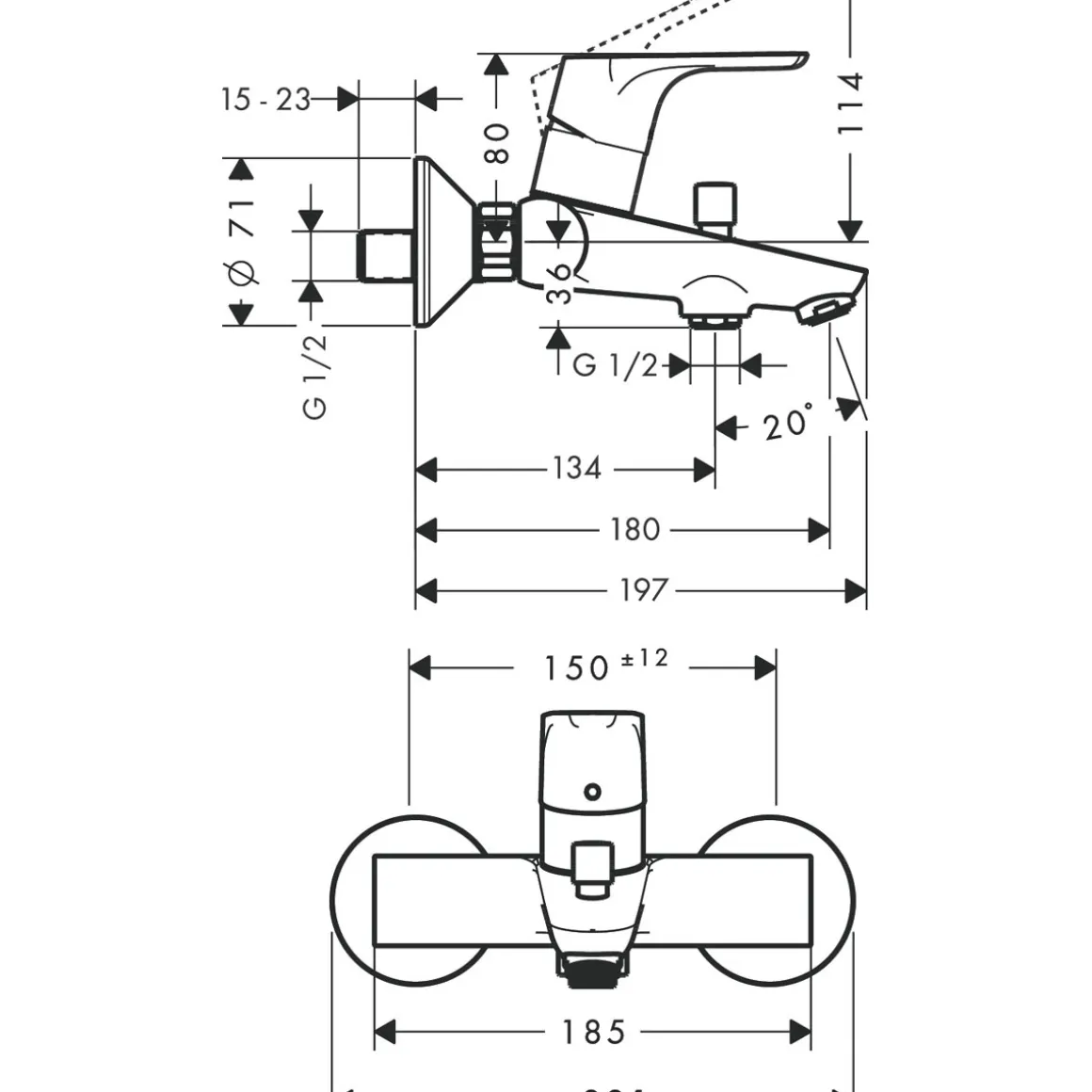 Hansgrohe Wannenarmatur Focus chrom