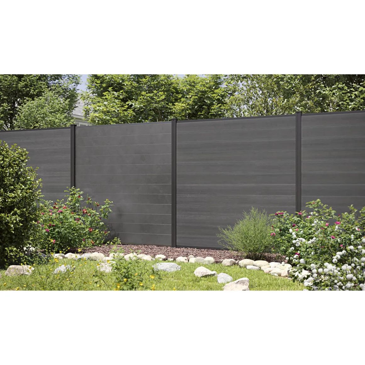 Hartmann WPC Steckzaunsystem anthrazit 6er-Pack