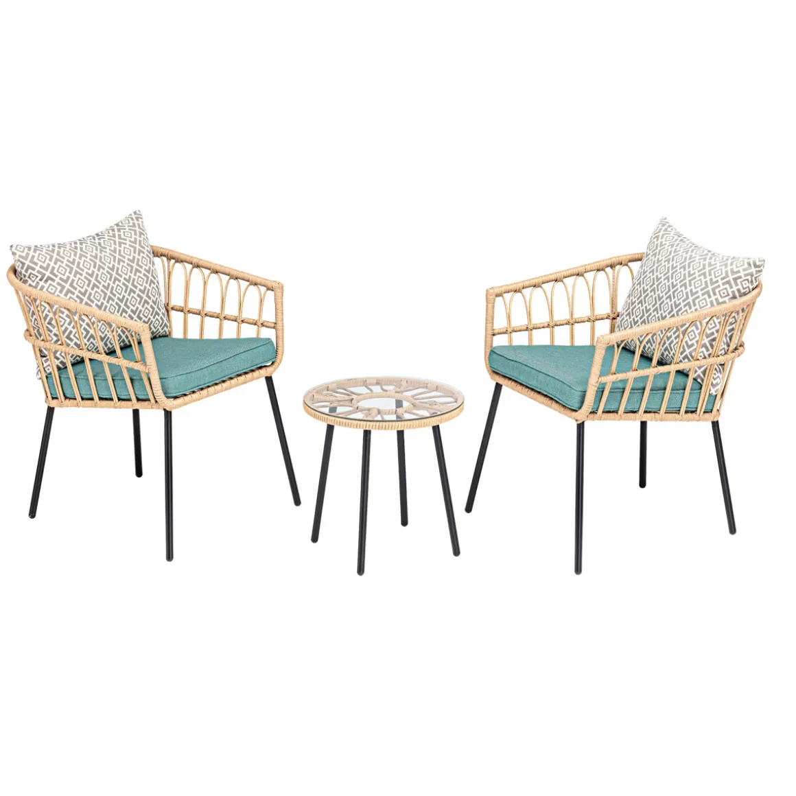 Haveson Balkon-Set Lissabon bestehend aus zwei Sesseln und einem Tisch