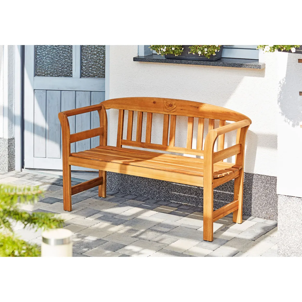 Haveson Gartenbank Lorient 130 x 79 x 50 cm mit Rosendekor
