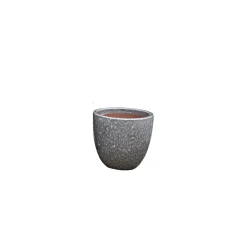 Haveson Pflanztopf Eggpot glasierter Stein hellgrau 34 x 34 x 30 cm