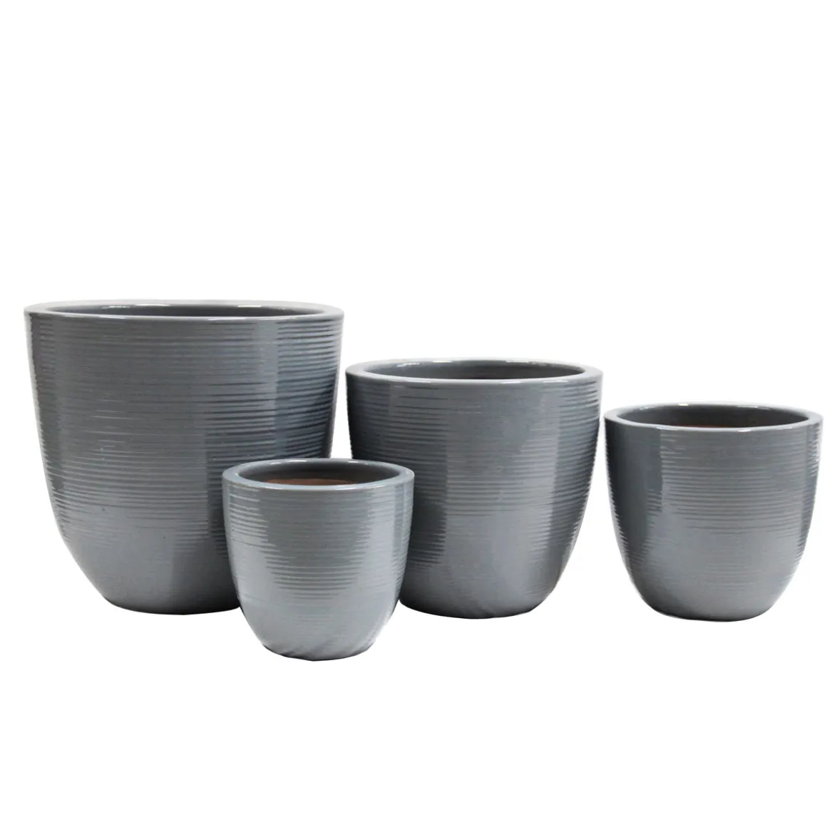 Haveson Pflanztopf Feine Rille 22 x 22 cm grau glasiert