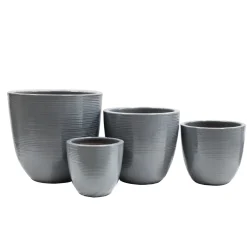 Haveson Pflanztopf Feine Rille 28 x 27 cm grau glasiert