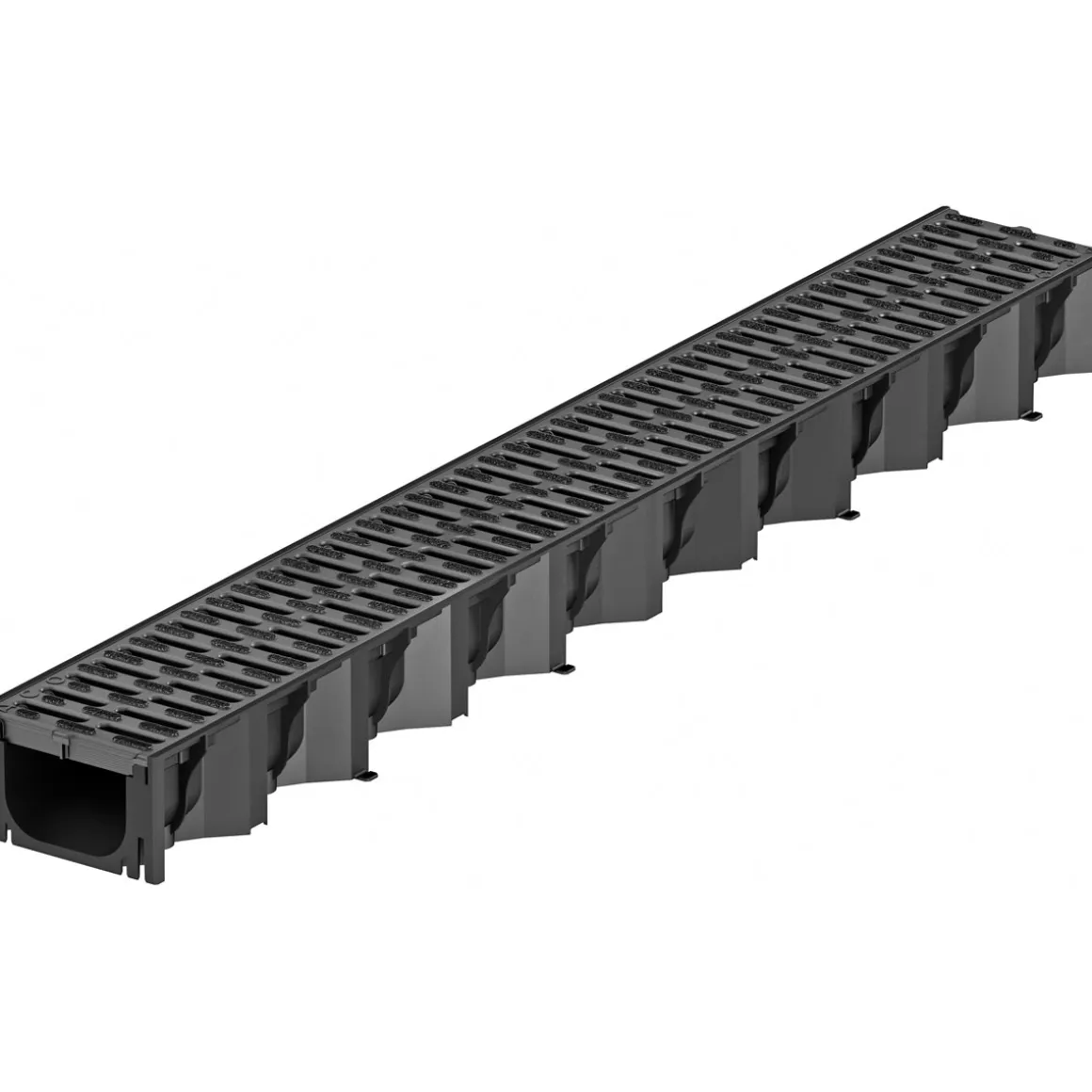 Hexaline 2.0 Entwässerungsrinne mit Microgrip schwarz 100 x 12,9 cm