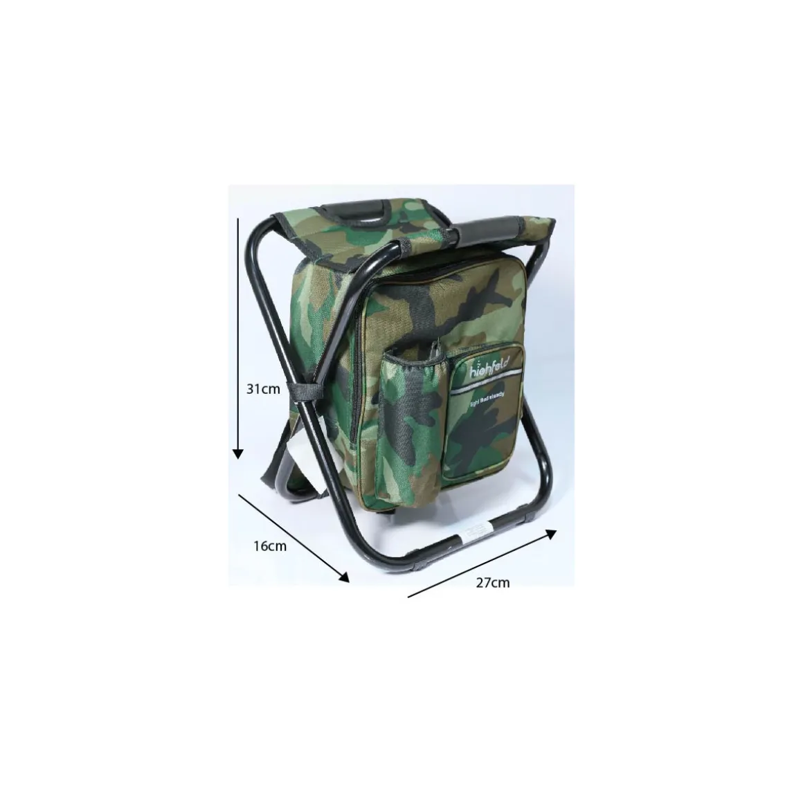 highfeld Camping Stuhl mit Rucksack & Kühlfach camouflage