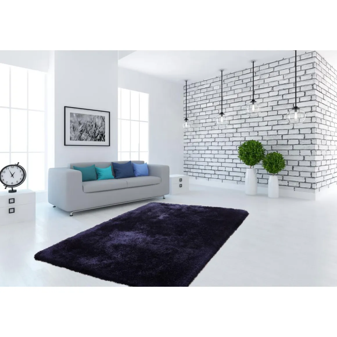 Hochflorteppich „Cosy 410 Blau“, 80x150cm