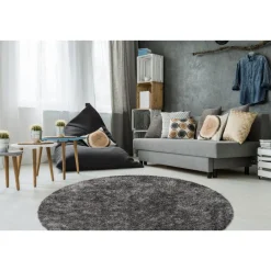 Hochflorteppich „Diamond 700 Grau/Weiß“, Ø160cm Rund