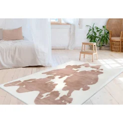 Hochflorteppich „Rabbit Animal 500“, taupe/weiß