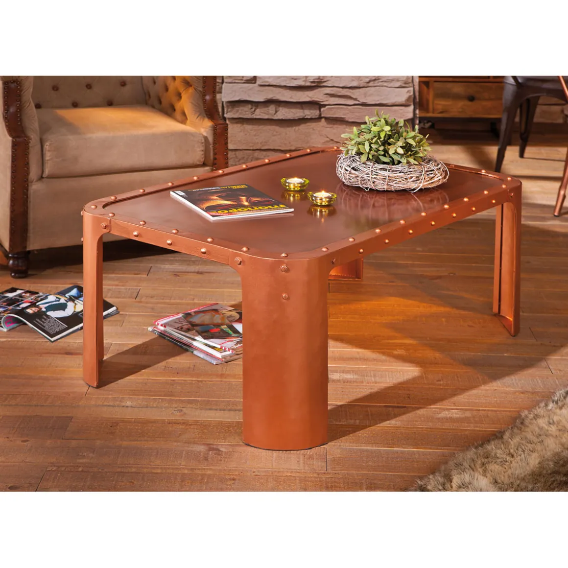 Inter Link Couchtisch Gormur kupfer 110 x 45 x 70 cm