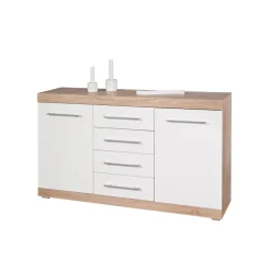 Inter Link Kommode „Lublin Typ 4“, Eiche Sonoma, weiß, 155x87x40 cm
