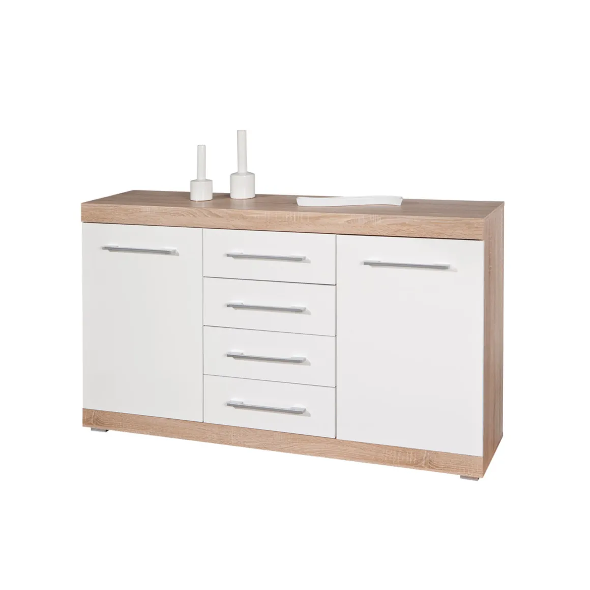 Inter Link Kommode „Lublin Typ 4“, Eiche Sonoma, weiß, 155x87x40 cm