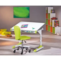 Inter Link Schüler-Schreibtisch „2 Colorido“, weiß Pink-Grün, 100x84x55 cm